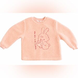 NWOT - H&M Girls Sherpa Fleece Sweater Strawberry Embroidery Size 4–6